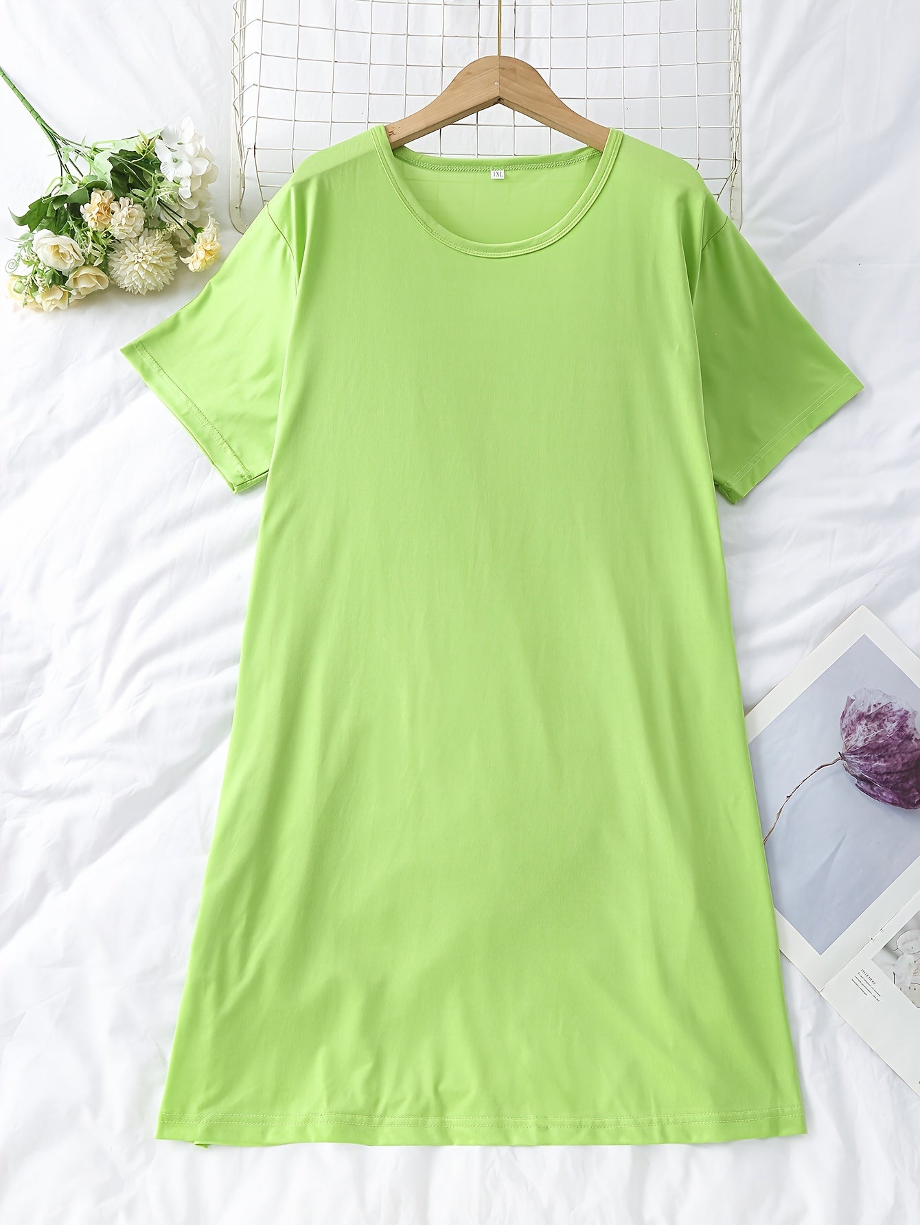 Plus Size Sleepwear 3-Pack Solid Color Knit Nightwear, Polyester Blend, Comfortable