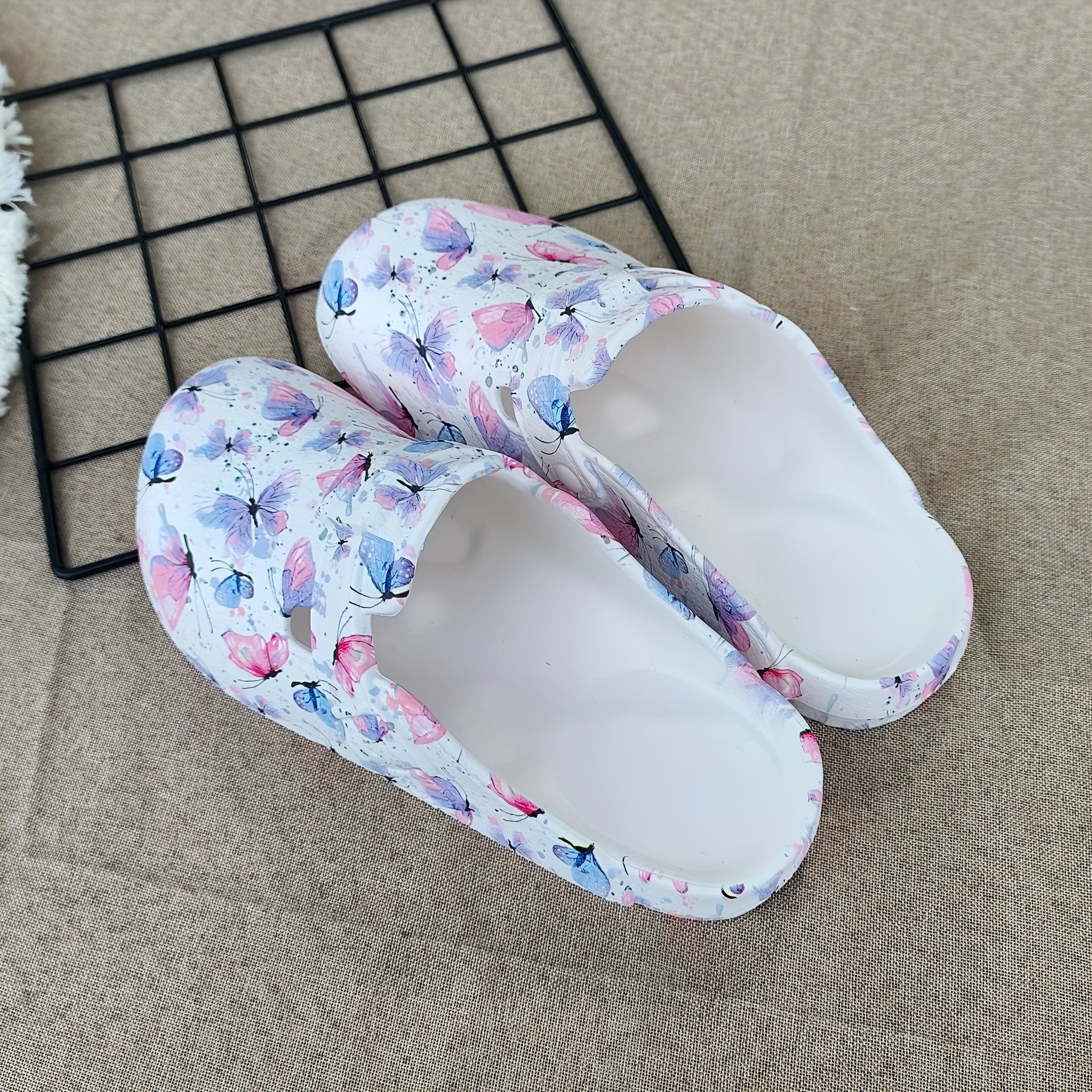 Women's Lightweight Casual Slip-On Loafers with Floral Print EVA Shoe