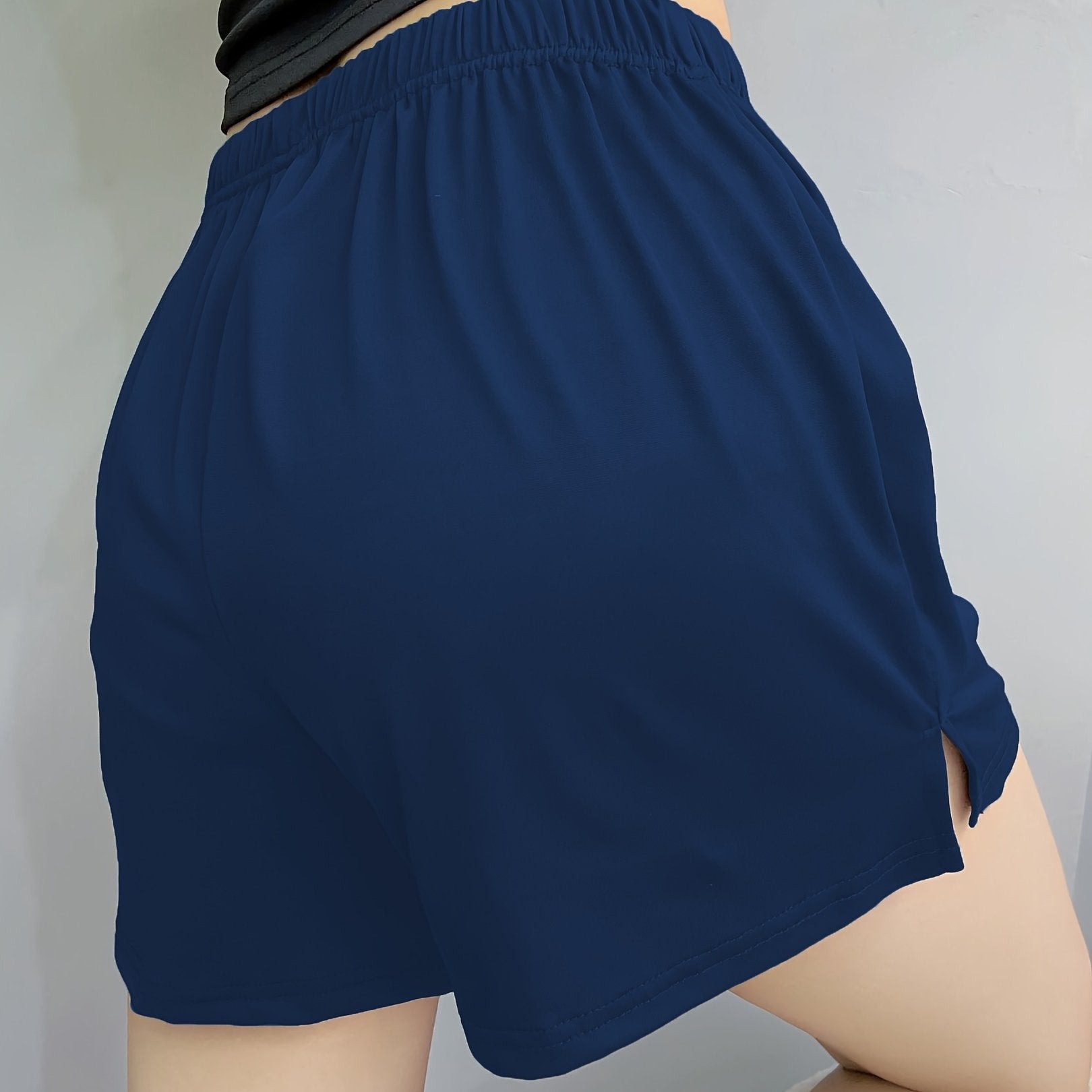 Plus Size Women's Loose Pajama Shorts with Elastic Waist and Split Hem