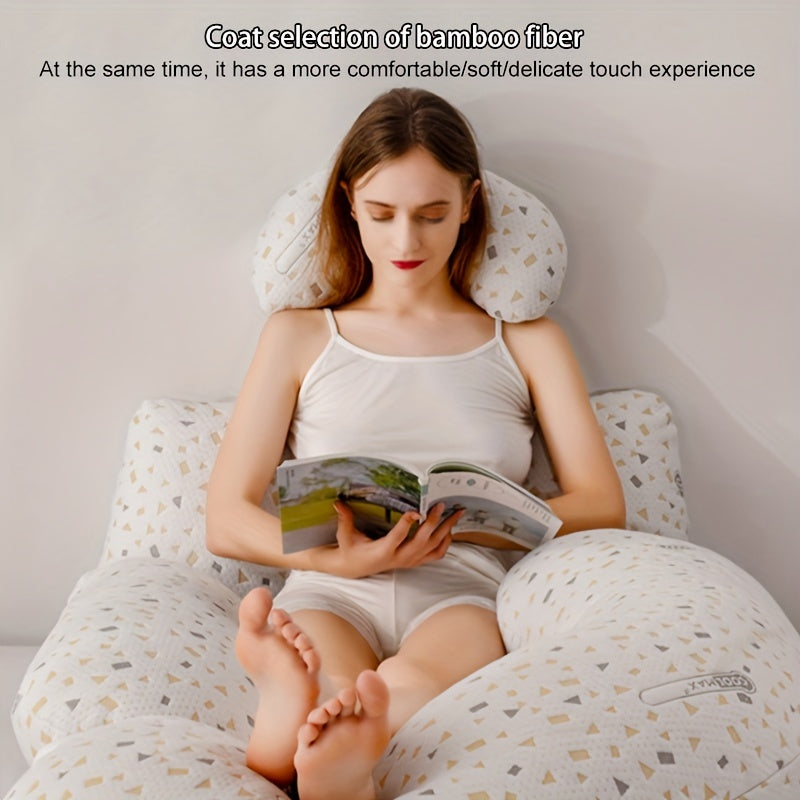 Dark Grey Maternity Pillow with Ultra-Soft Velvet Cover and U-Shaped Full Body Support