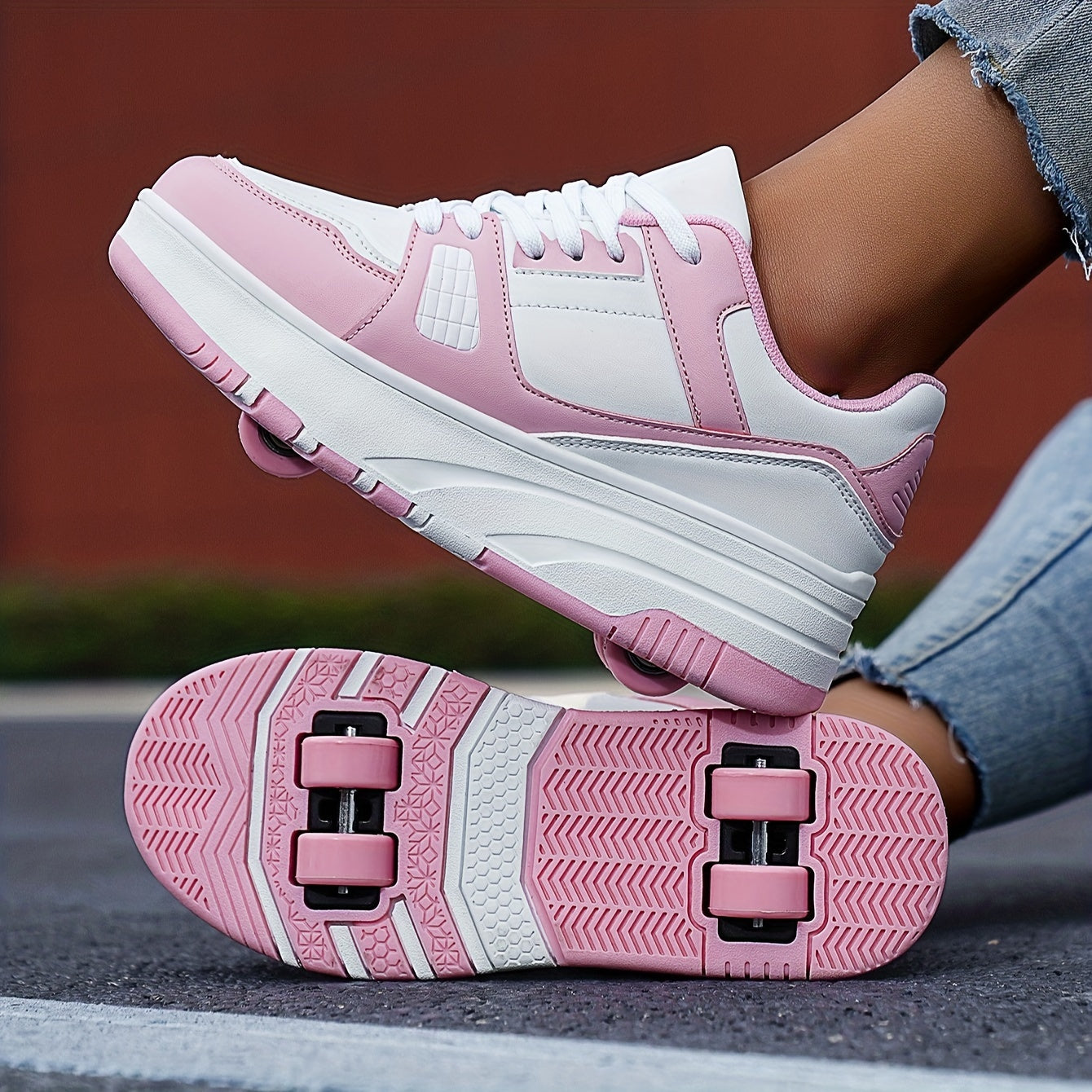 Kids Roller Skates for Girls and Boys All-Season Low Top PU Fabric Sole Sports