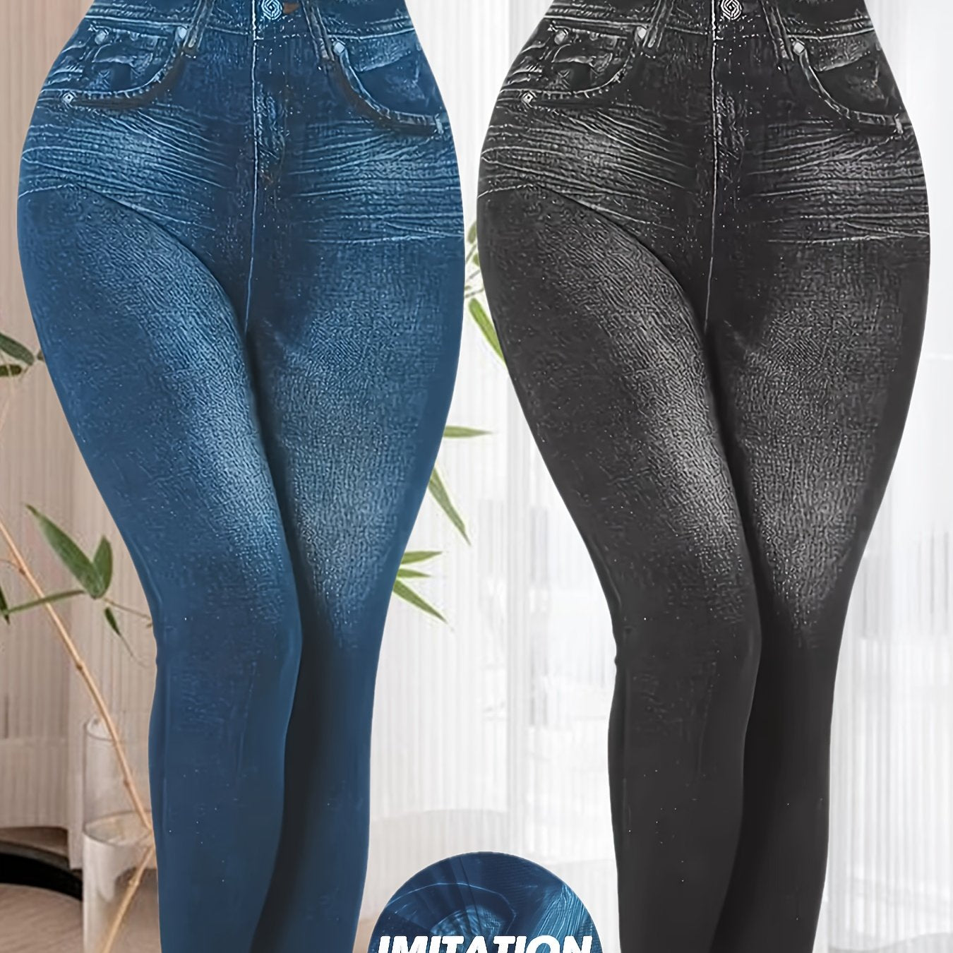 Plus-Size Women's Stretchy Denim Two-Piece Set All-Season Casual