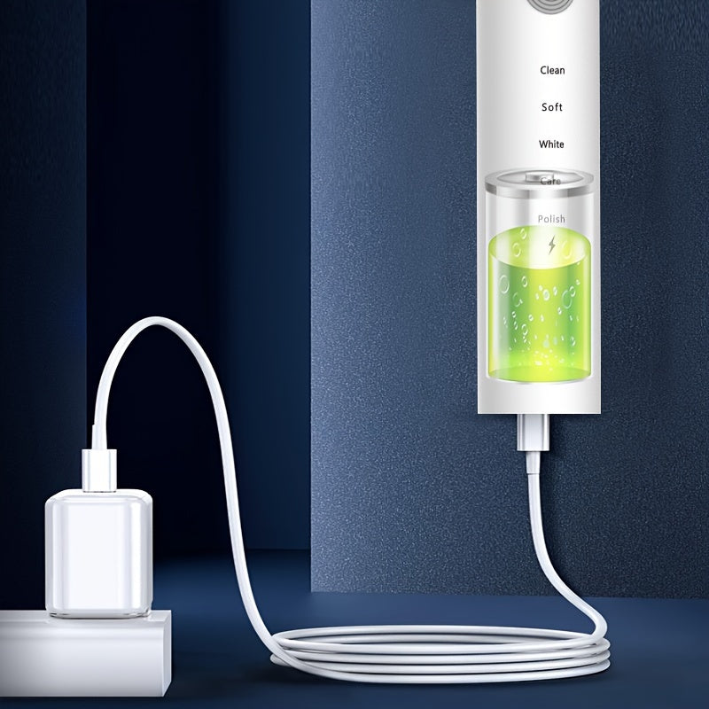 Electric Toothbrush Set 2pcs 5-Speed USB Rechargeable Soft Brush Heads Whitening