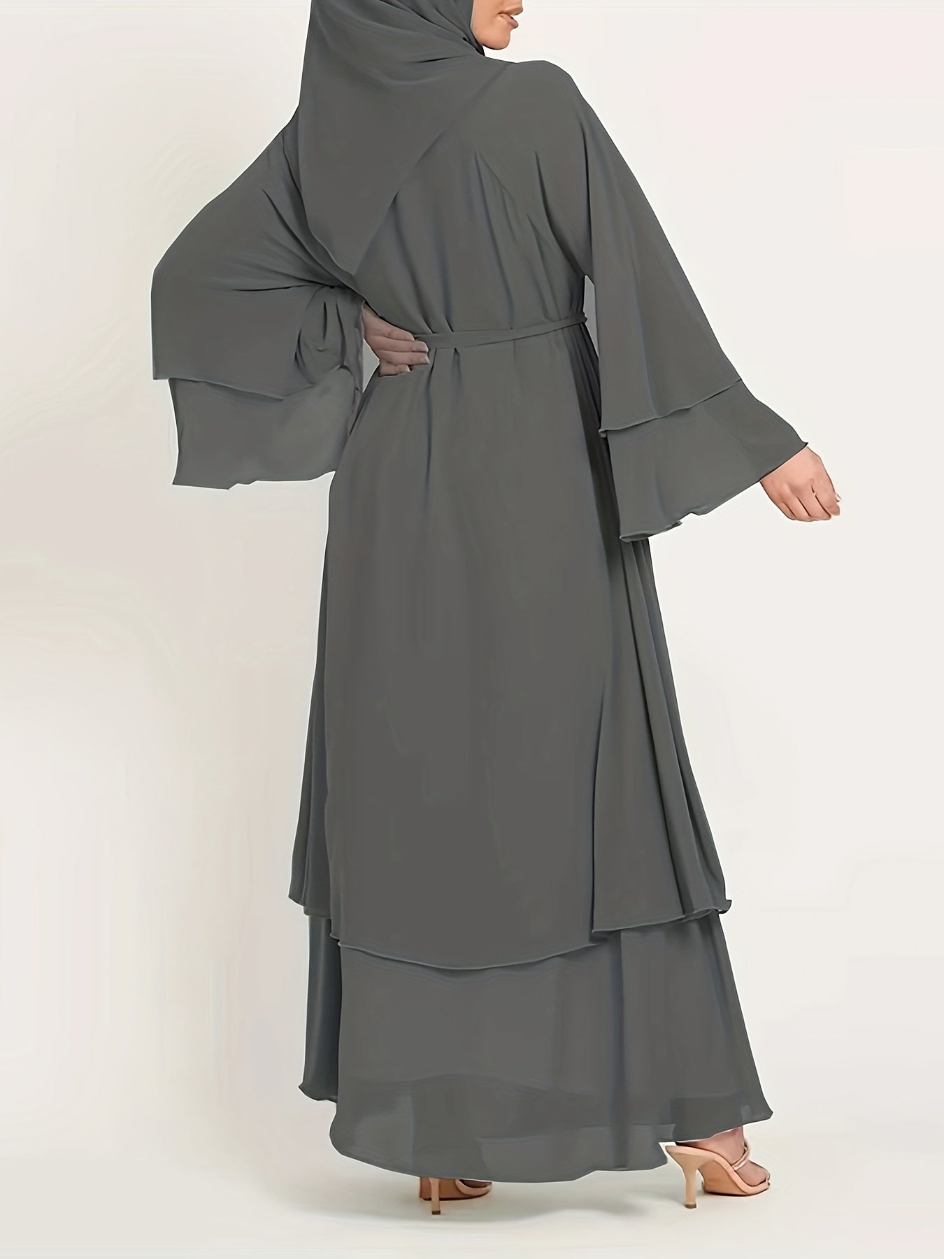 Ayollar uchun Ramazon o'ziga xos bel bog'ichli maksi ko'ylak