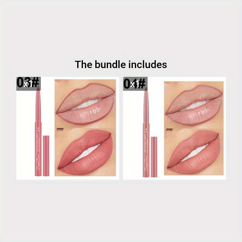 Women's Waterproof Matte Lip Liner Pencil Long-Lasting Velvet Automatic Twist