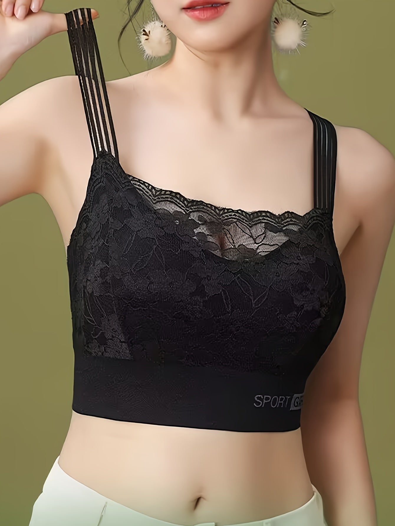 Women's Lace Wireless V-Neck Bra for Lingerie