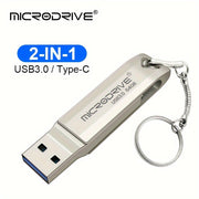 High Speed 2in1 OTG Type-C USB 3.0 Flash Drive 64GB 128GB Key Ring