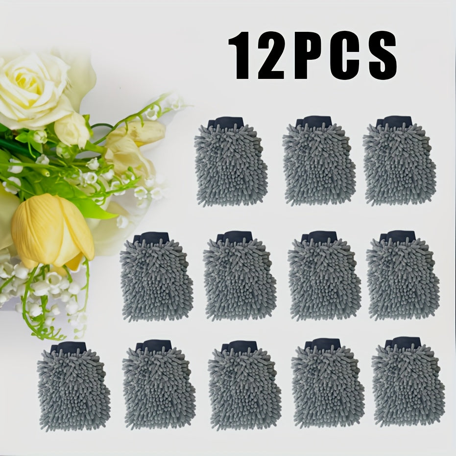 2-Pack Microfiber Car Wash Gloves Gray Blue Green Regular Size