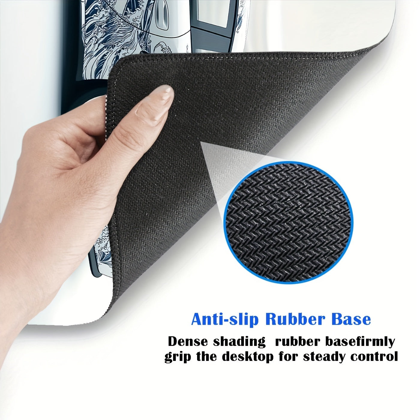 Большой белый коврик для мыши в стиле укиёэ с нескользящей резиновой основой 89,92x39,88 см