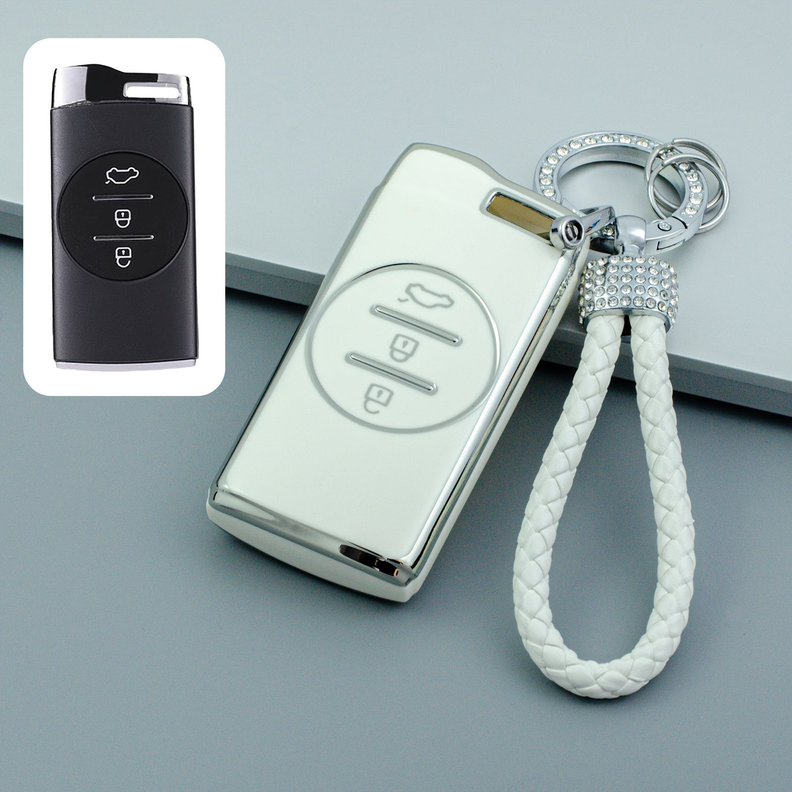 Universal Soft TPU Key Fob Cover with Keychain for Vehicles