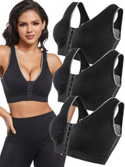 Women's Sports Bras 3-Pack Breathable Mesh Low Support Gym Yoga Crop Tops