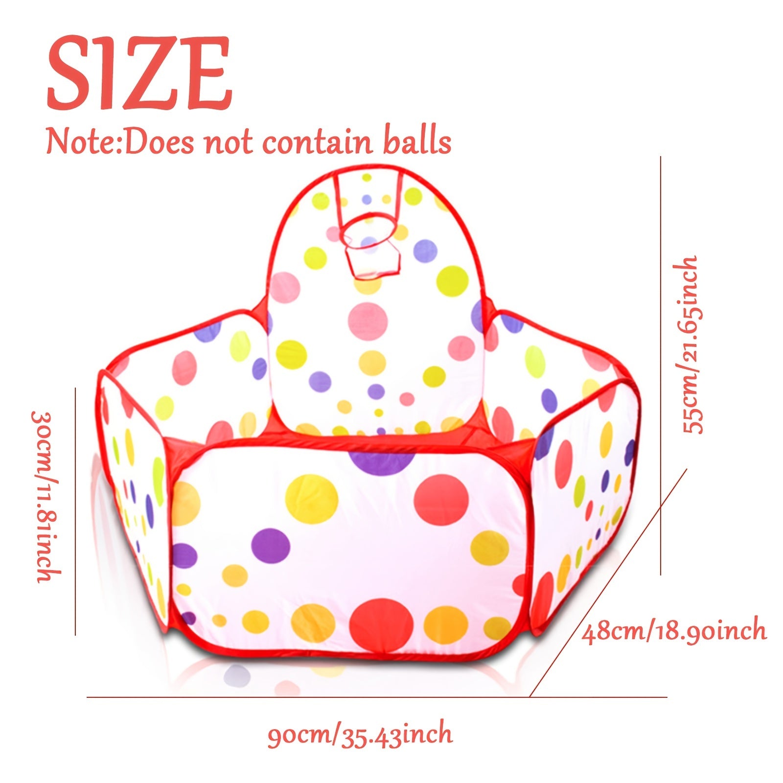 Children's Play Tent with Basketball Hoop for Indoor Outdoor Use Red and White