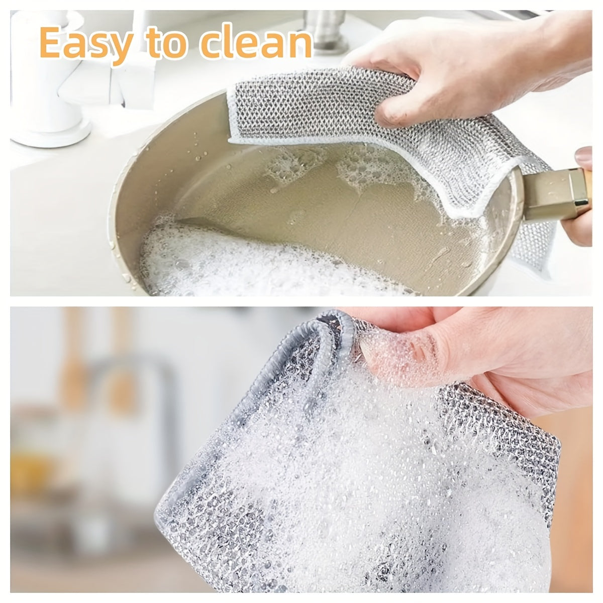 Pack of 5 Silver Nylon Dishcloths for Kitchen, Bathroom, and Patio Cleaning