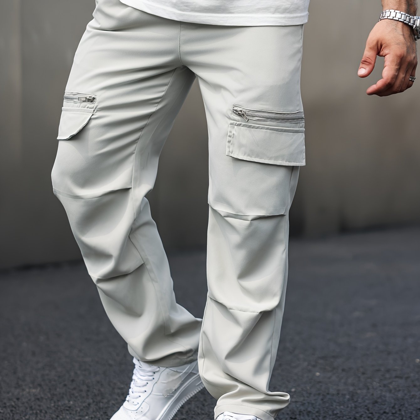 Men's Cargo Pants Regular Fit Solid Polyester Street Style All-Season