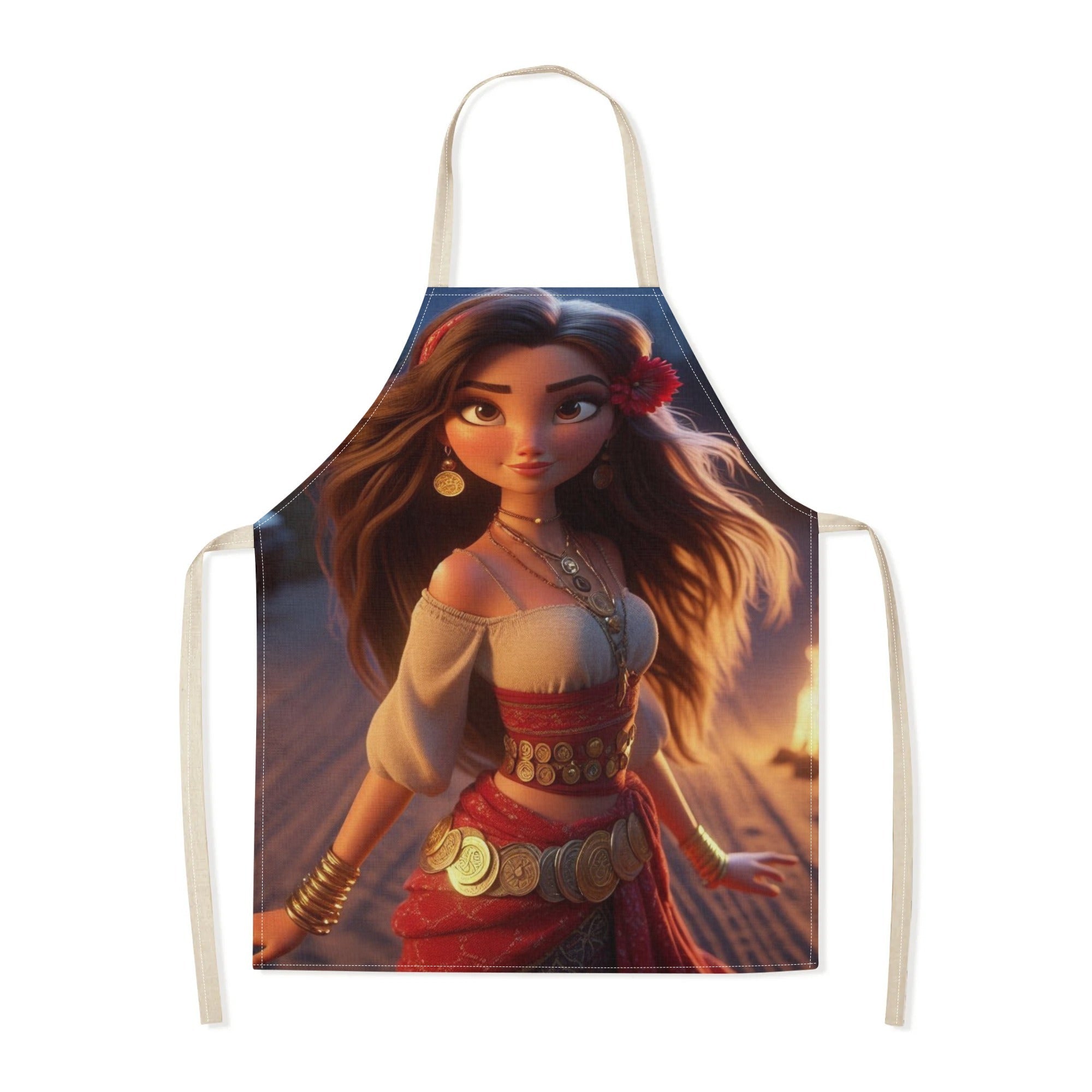 Waterproof Elsa Apron Polyester Floral Pattern for Kitchen Restaurant Hotel Use