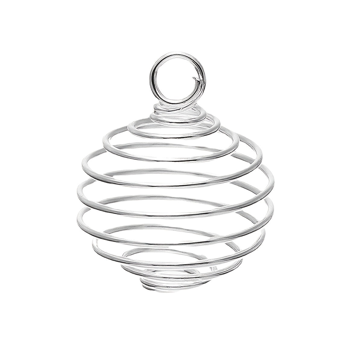 Set of 30 Silver Spiral Bead Cage Pendants in 3 Sizes for Jewelry Making and Necklaces