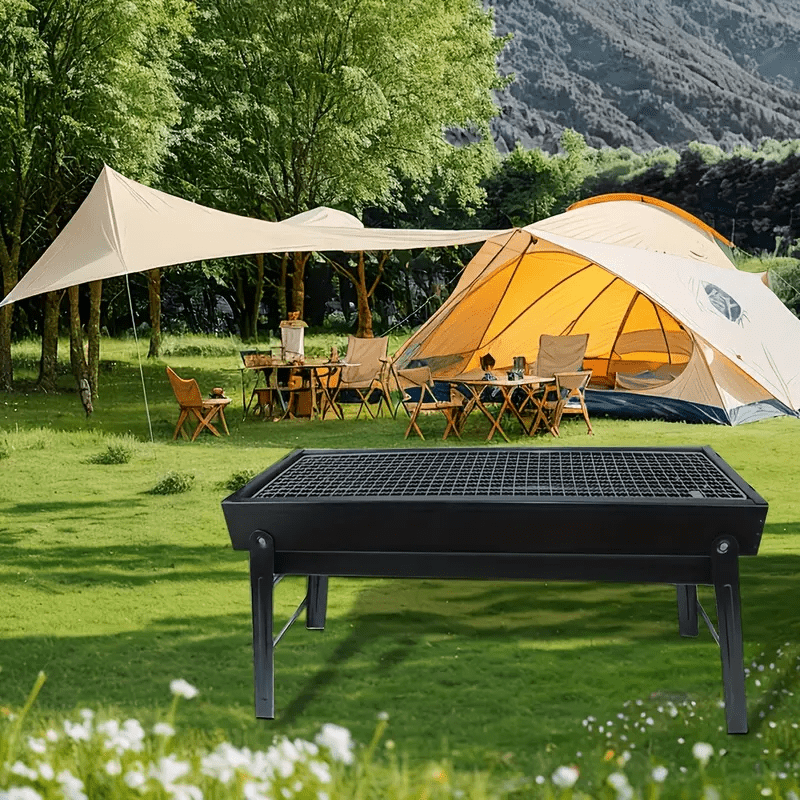 Sayohat va tashqarida ovqat pishirish uchun portativ zanglamaydigan po'latdan yasalgan BBQ gril