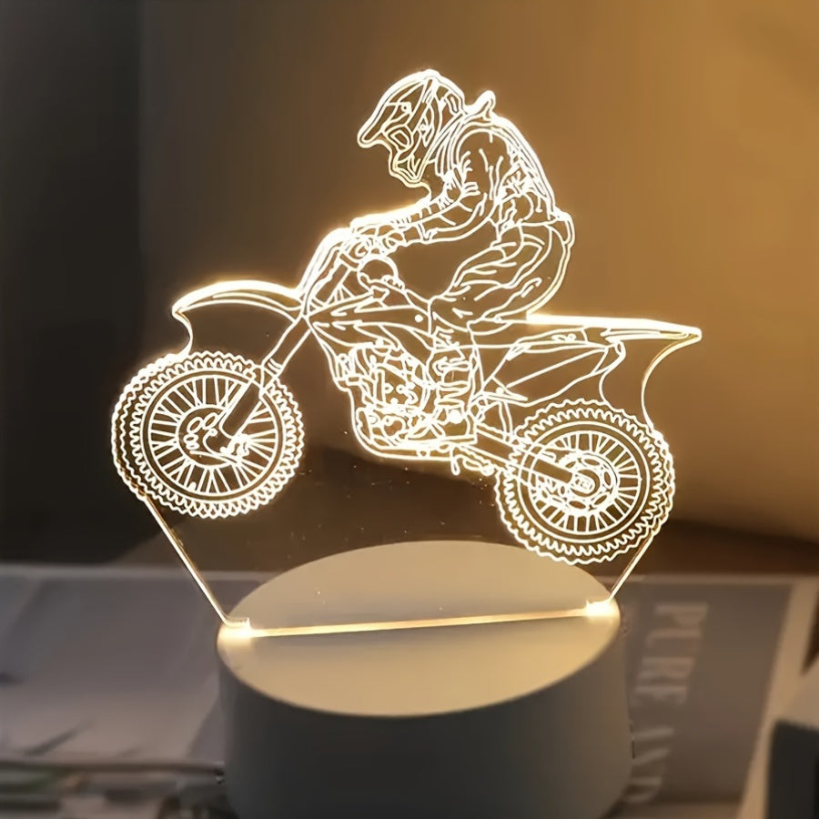 Sports Themed LED Night Light for Motocross Enthusiasts with USB Power