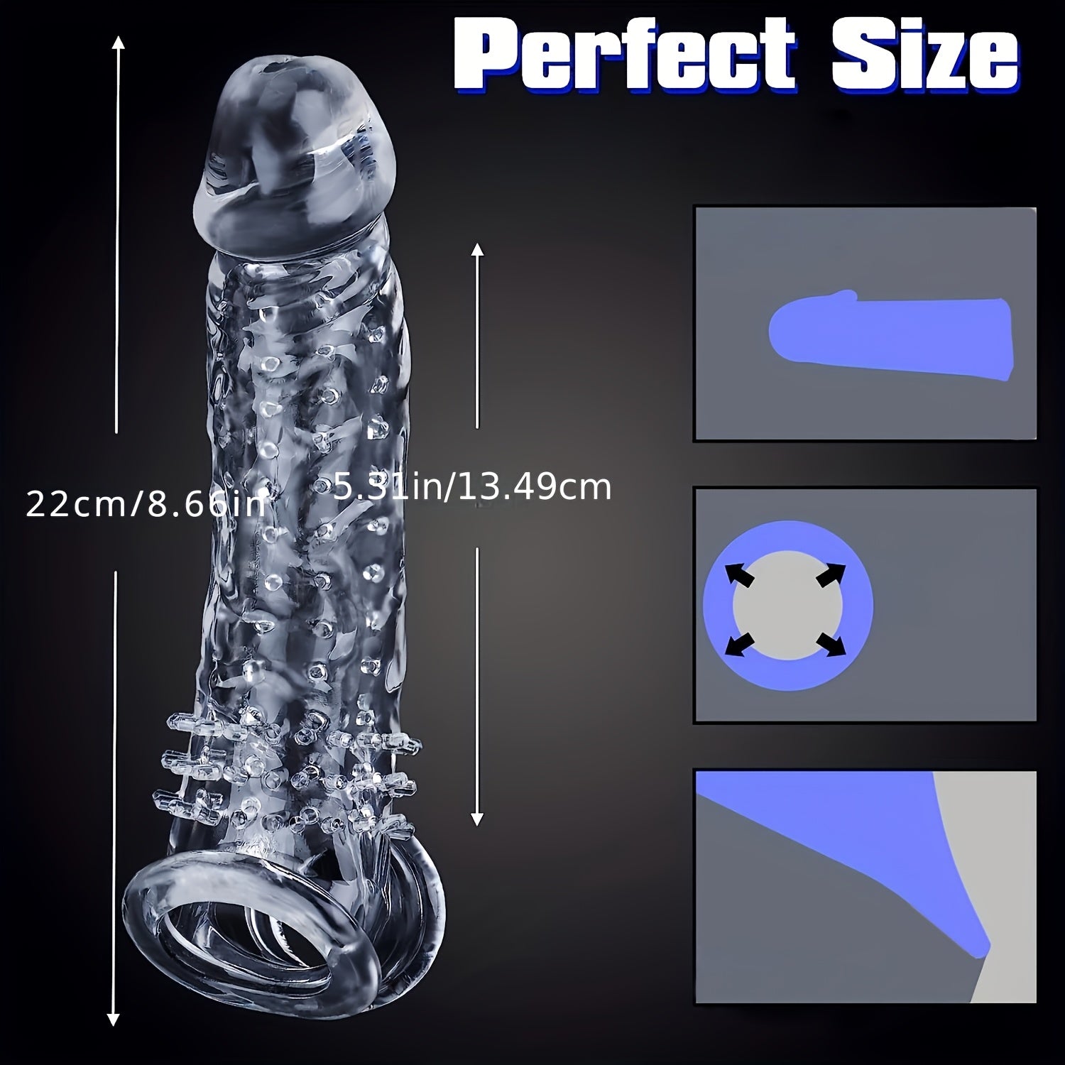 Anillo de pene de TPE texturizado reutilizable para parejas, grueso, duradero