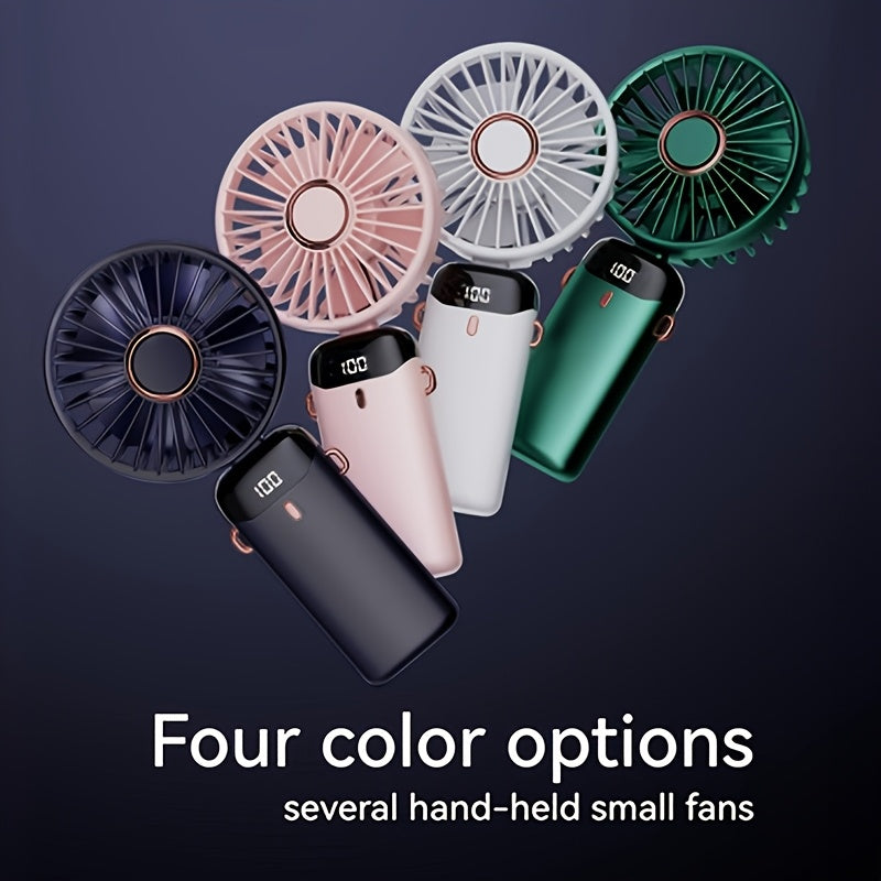 Mini USB Fan with 5 Speeds, Battery Indicator, Portable for Work and Outdoors