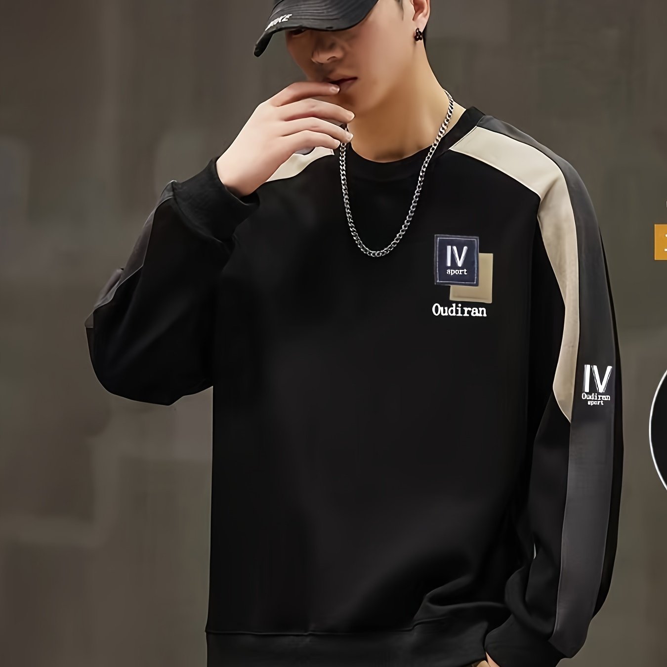 Ayollar uchun rang blokli krujkali kofta, uzun qoʻl, kundalik, pullover, polyester aralashmasi, kuz bahor