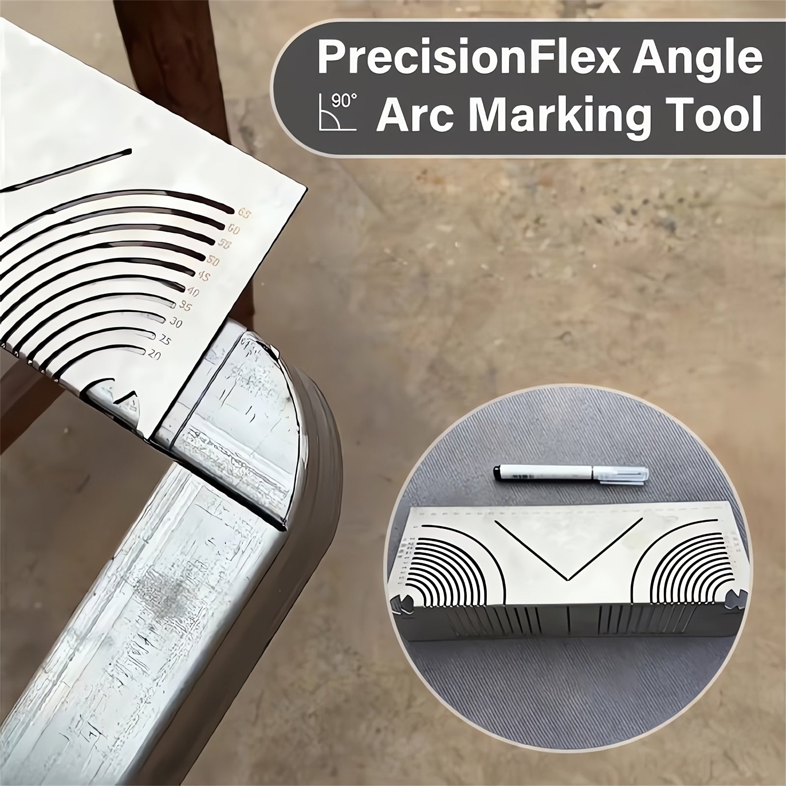 Stainless Steel Scriber with Adjustable 90 Degree Angle and Radius Marking Tool for Metalworking and Architectural Use
