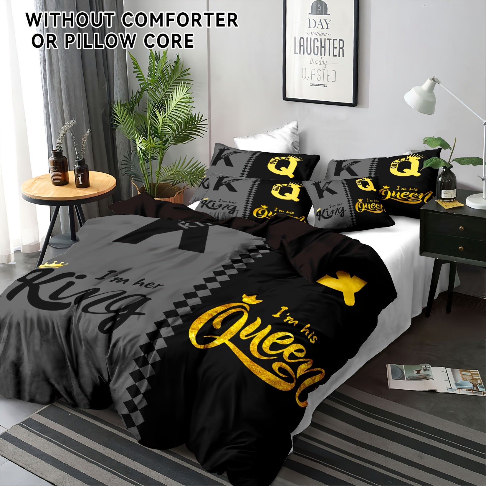 Комплект наволочек для одеяла Корона Король и Королева, 3 шт., полиэстер, молния, всесезонный, цифровая печать