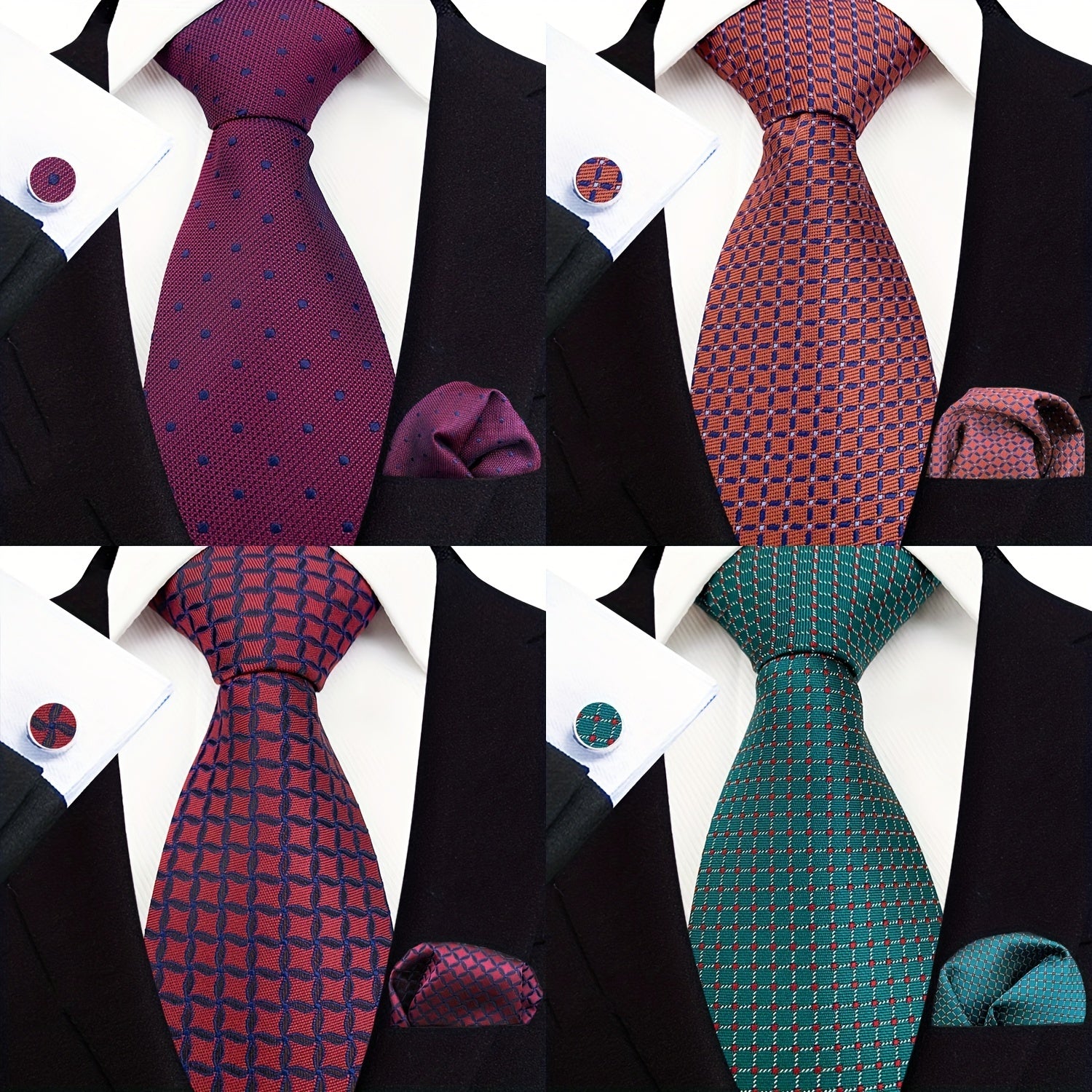 Men's Paisley Floral Necktie Set with Handkerchief and Clip for Formal Occasions