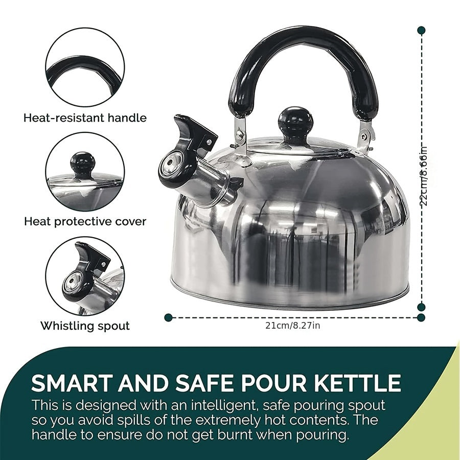 Stainless Steel Whistling Kettle 2L Portable Camping Travel Outdoor Cooking