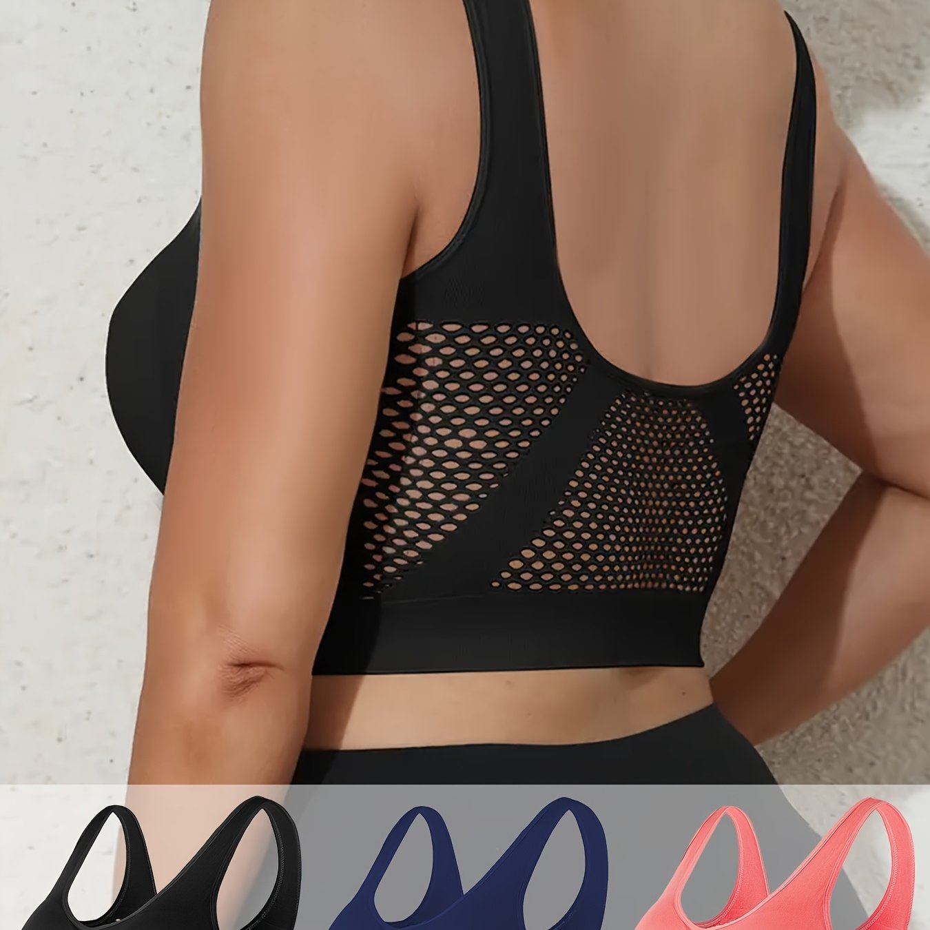 Women's Sports Bra Tank Top Set Breathable High Support Mesh 3 Pack