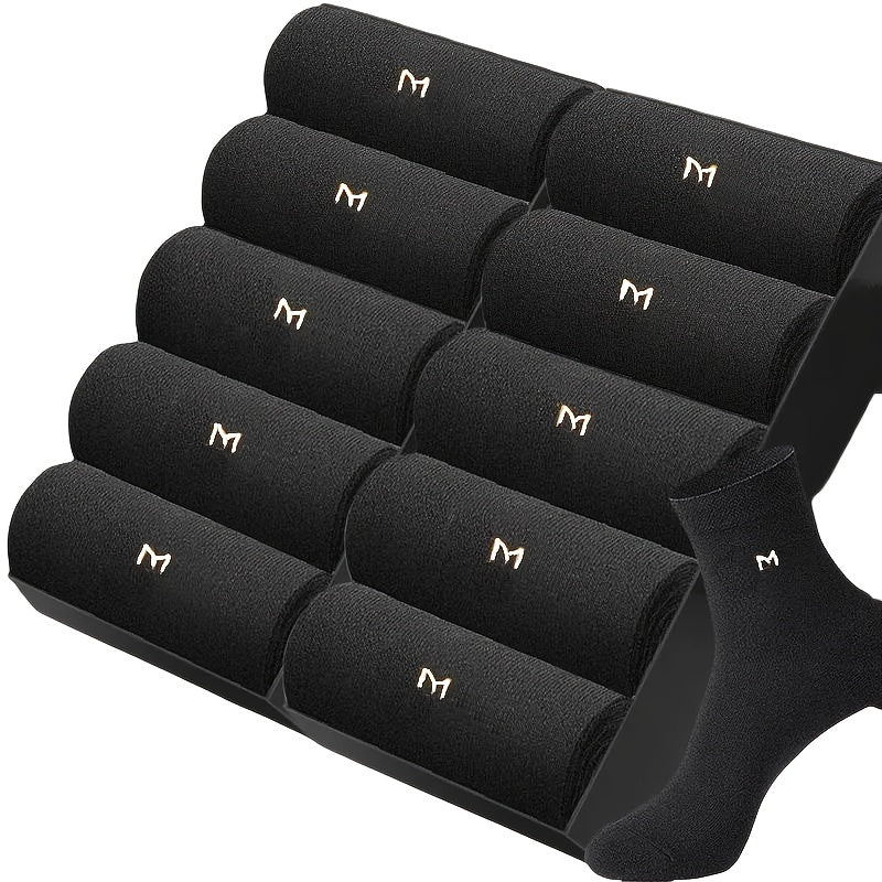 Men's Mid-Calf Cotton Blend Socks Solid Color Business Wear Pack of 5