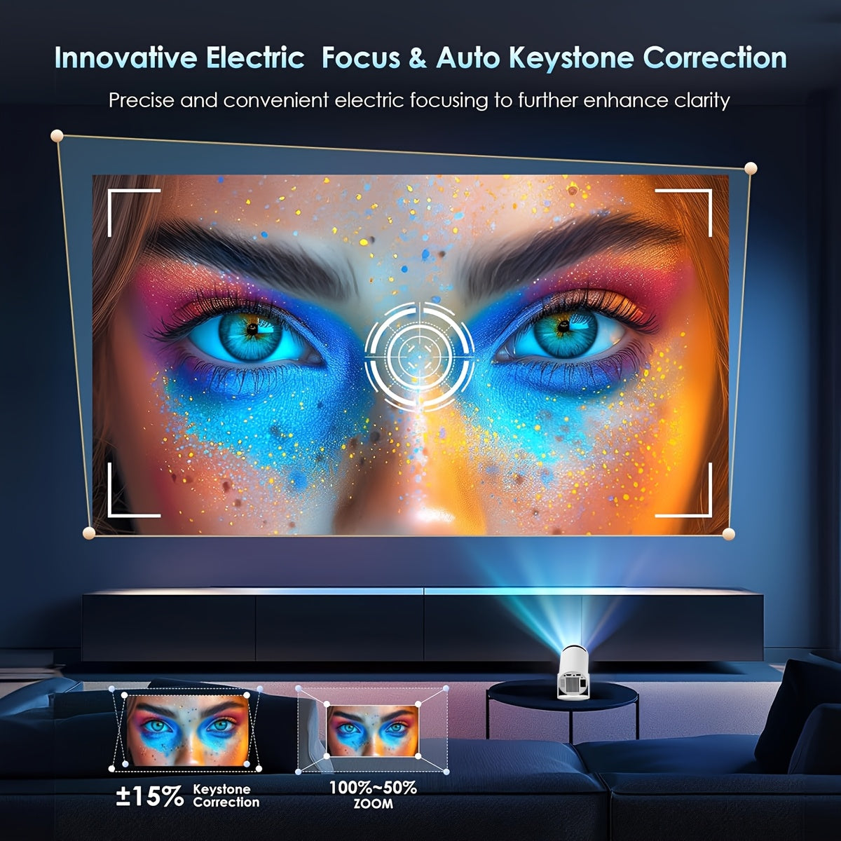 Mini 4K Projector Home Theater Wireless Bluetooth HD 220V 15000 Lumens