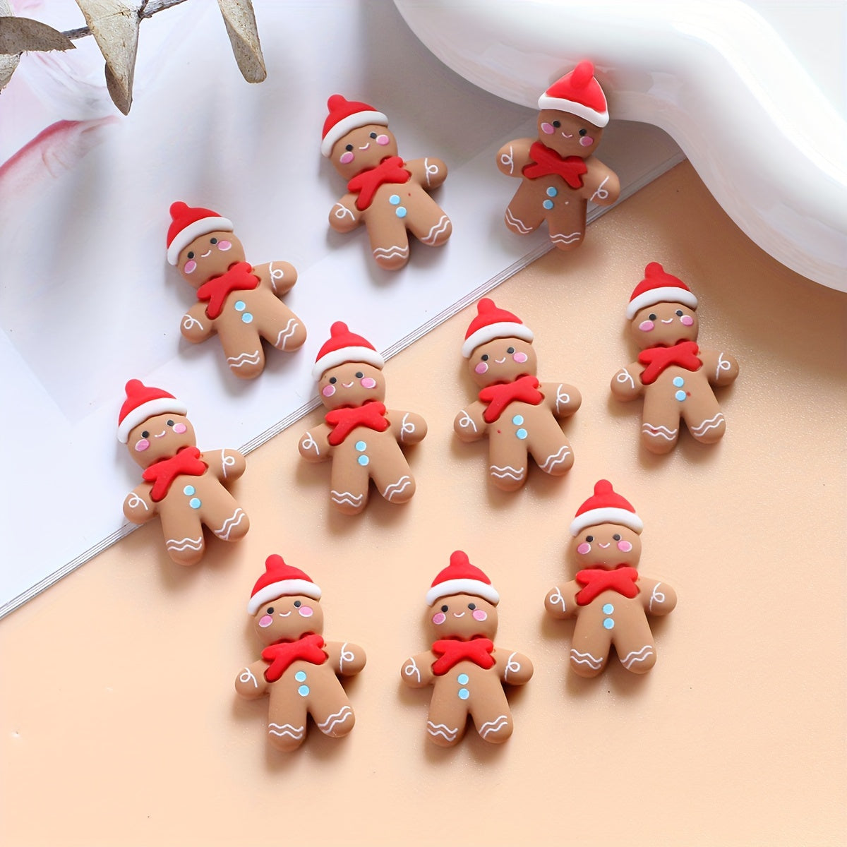 Set of 10 Christmas Gingerbread Ornaments for DIY Crafts and Decoration