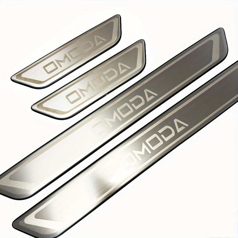 4 dona zanglamaydigan po'latdan yasalgan eshik chegarasi chiziqlari avtomobillar uchun, chizishga qarshi, 5 rang