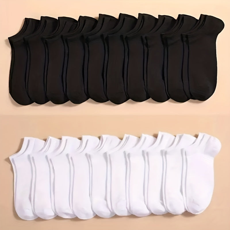 Women’s Crew Ankle Socks 10/20/40 Pairs Breathable Solid Cotton Polyester