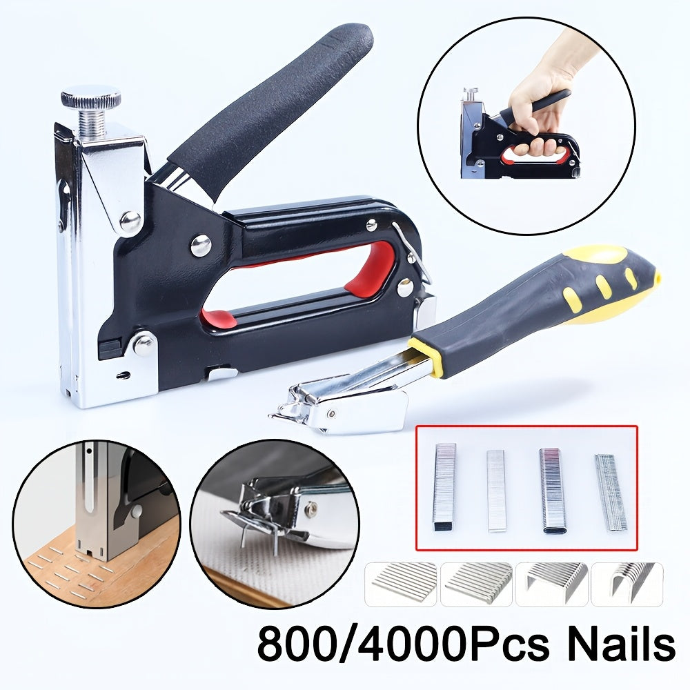 Heavy Duty Steel Nail Gun with 4000 Nails Adjustable Stapler Manual Nail Puller for Wood Upholstery Carpentry DIY