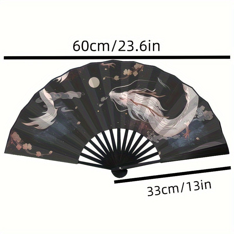 White Folding Fan with Silky Fabric Chinese Design for Men and Summer Use