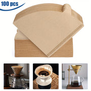 100 dona konusli qahva filtrlari 02 o'lcham V60 Pour-Over Drippers bilan mos keladi