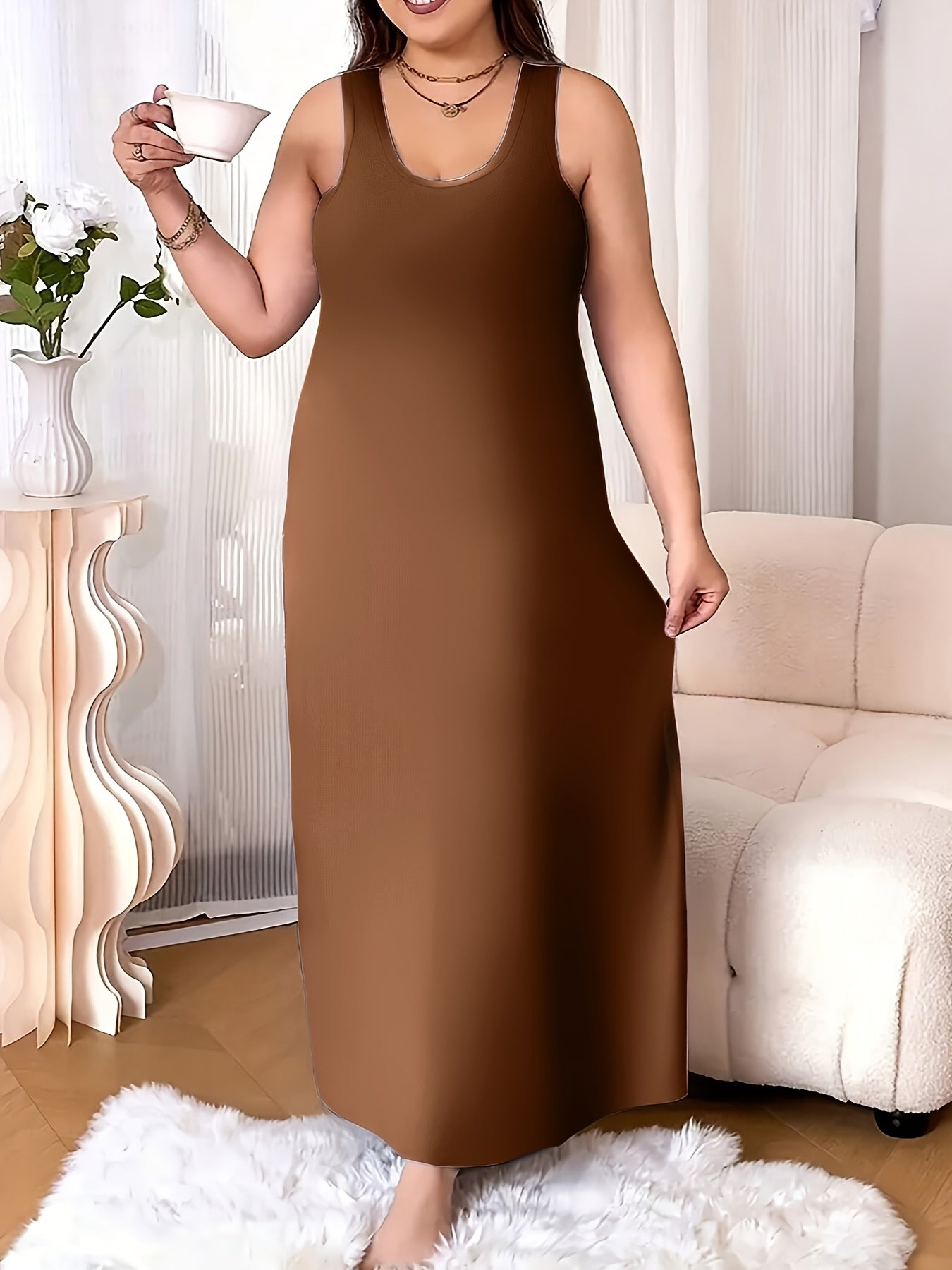 Женский комплект платьев-топов больших размеров с однотонным цветом, повседневное платье, 3 предмета