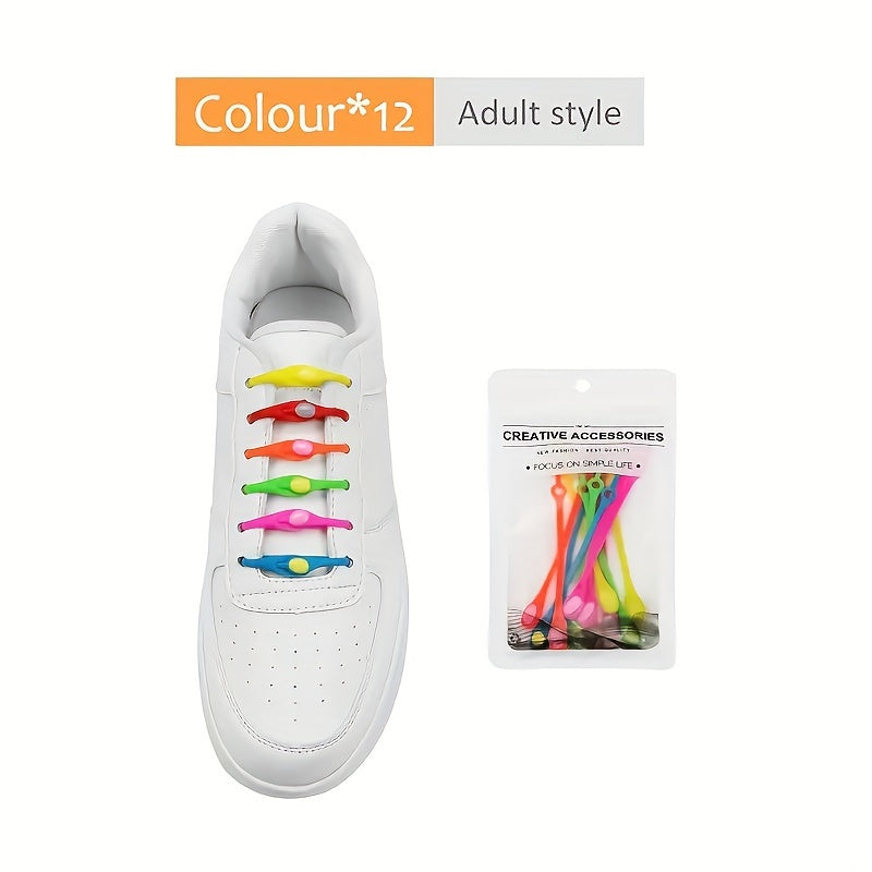 24pcs Colorful Elastic Silicone No-Tie Shoelaces for Sneakers