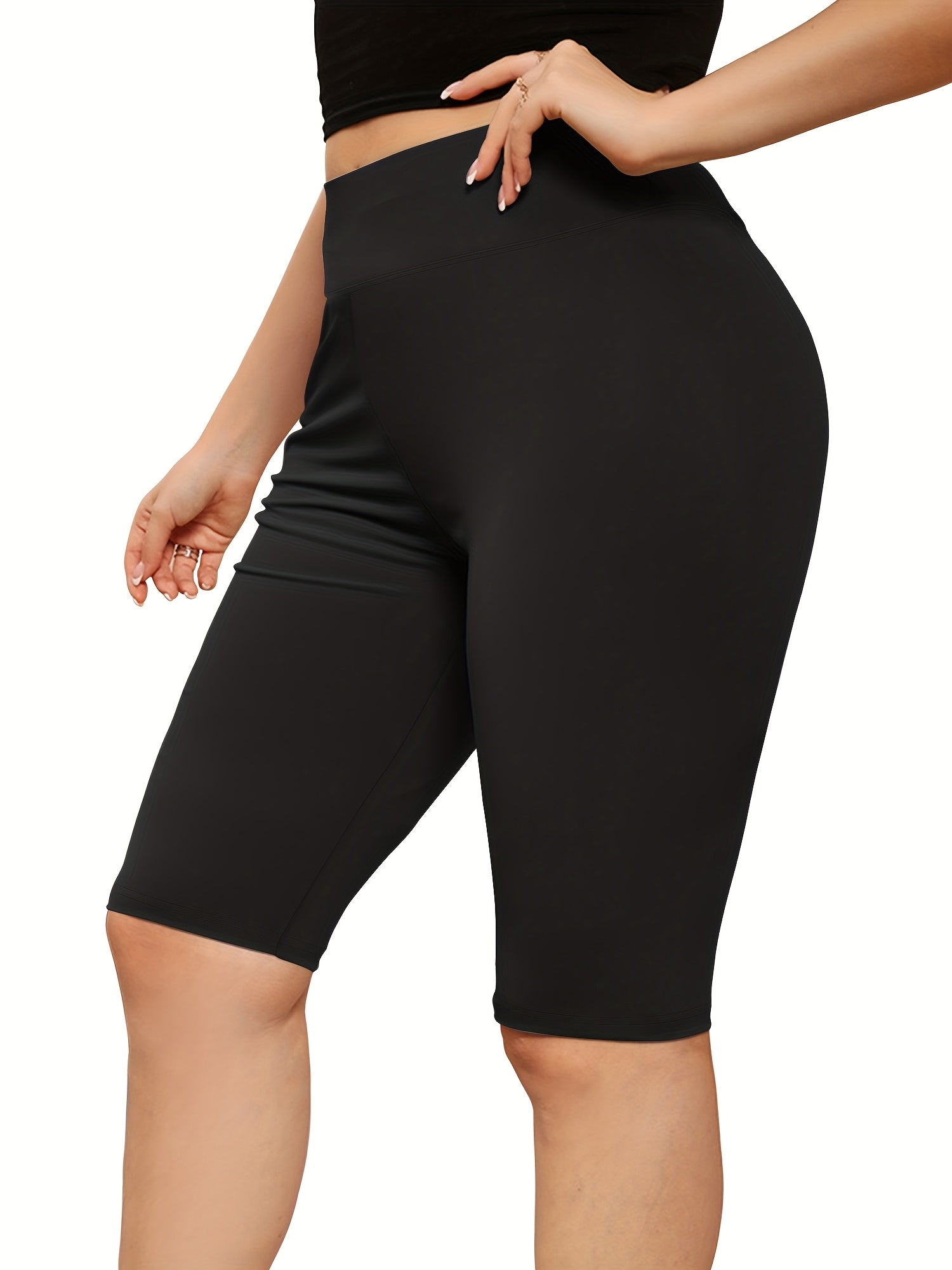 Pantalones cortos de cintura alta para mujer que levantan los glúteos, color negro sólido, 5 pulgadas para yoga y fitness