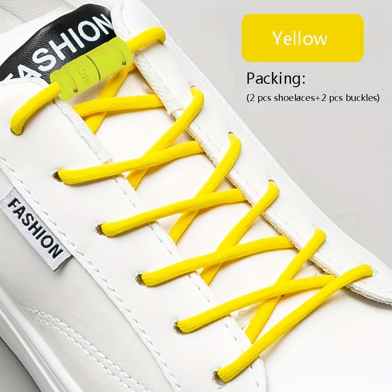 Unisex Elastic Shoe Laces with Buckles for Sports & Casual Shoes