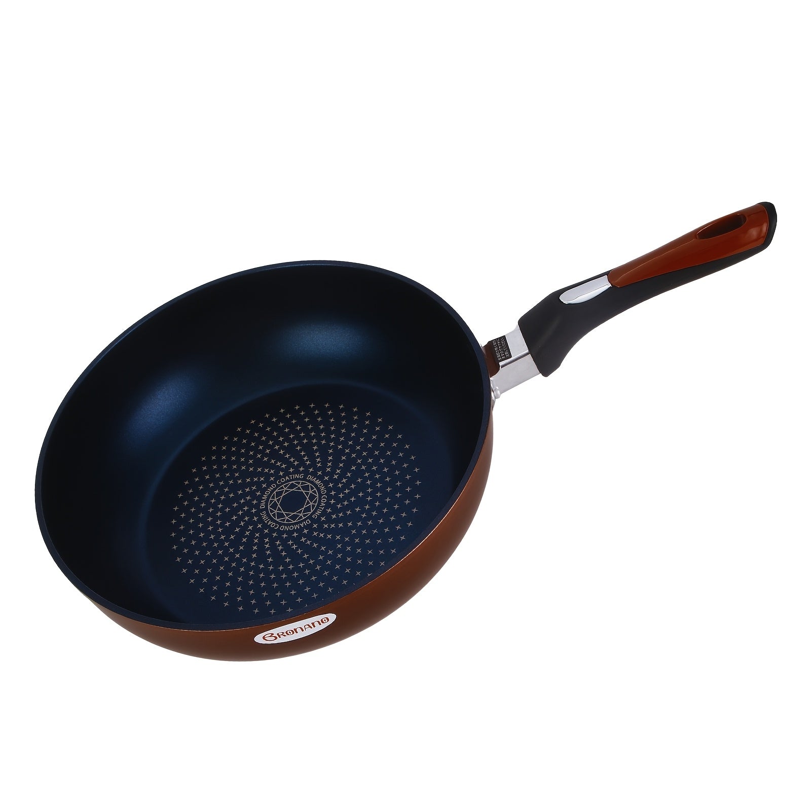 Chuqur qovurish uchun yopishmaydigan qovurilgan pan, qopqog' bilan, zanglamaydigan po'latdan yasalgan tutqich, qizil, idishga mos