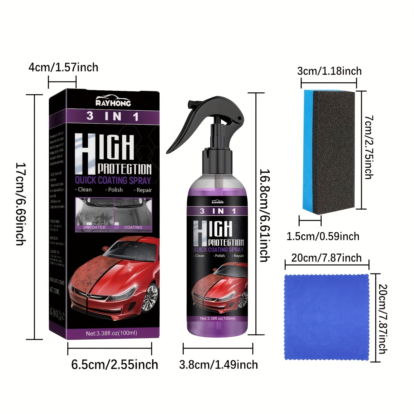 3-in-1 Car Coating Spray High Protection Fast Paint Color Change