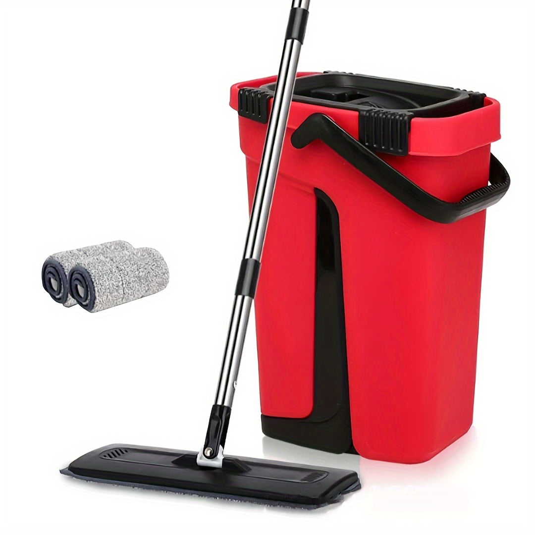 Microfiber Mop Set with 2 Reusable Pads, Stainless Steel Handle, Wet and Dry Cleaning