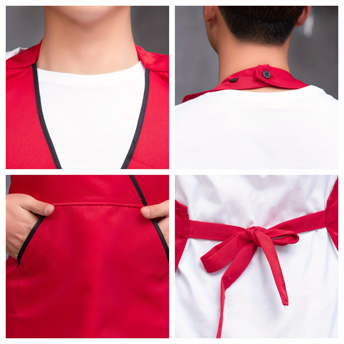 Erkaklar va ayollar uchun premium polyester oshpaz aproni - restoran, kafe va nonvoyxona xodimlari uchun klassik bir rangli oshpaz va xizmat aproni