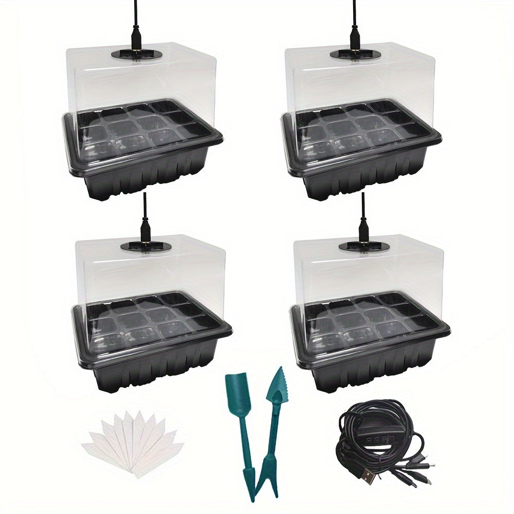 Complete Seed Starting Kit with 4/5/6 Pack Seedling Trays Grow Light Humidity Dome and Timer