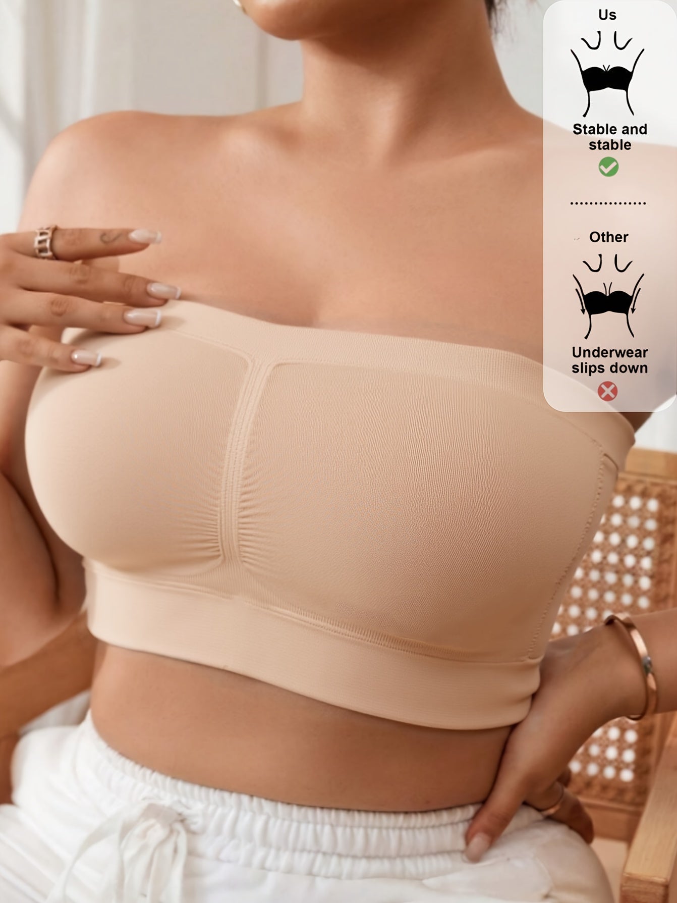 Women's Plus Size Breathable Strapless Sports Bra for Running and Pilates