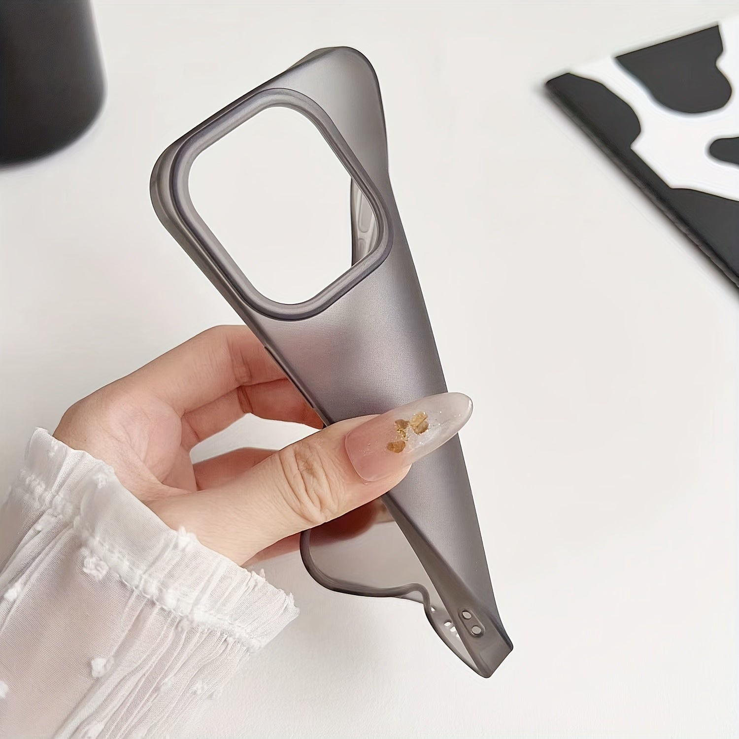 Men Women Silicone Semi-Transparent Ultra-Thin Matte Phone Case for iPhone 14 15 Pro Max Black White