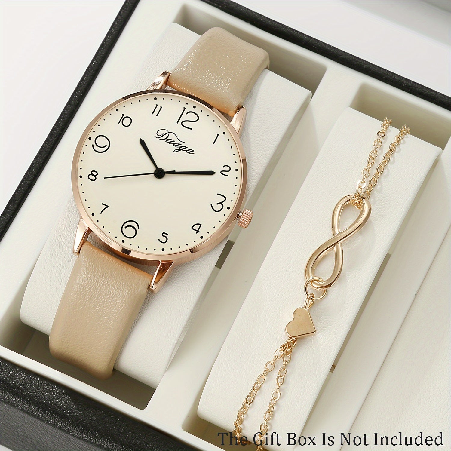 Women's Watch and Heart Bracelet Set Quartz Faux Leather Alloy Case